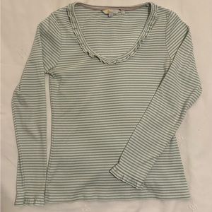 Boden Voop Rib Frill Jersey Top, sz 8